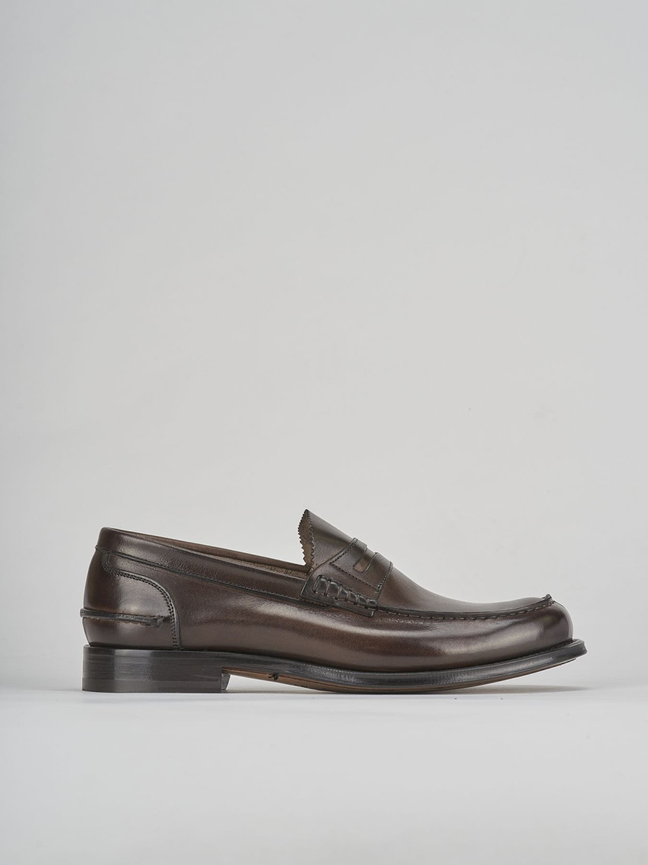 Mocasines tacón 2 cm marrón oscuro cuero