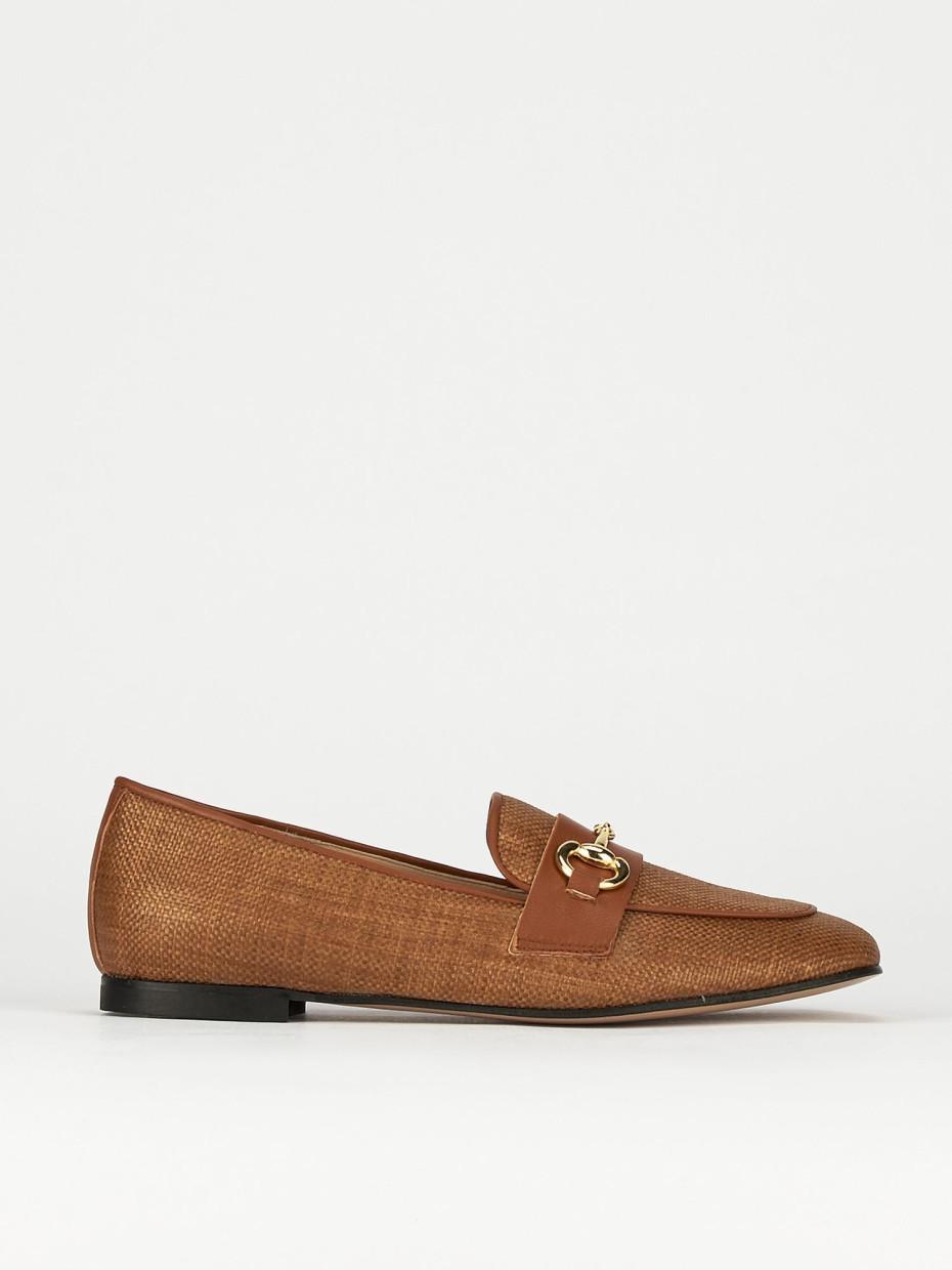 Mocasines tacón 1 cm marrón cuero
