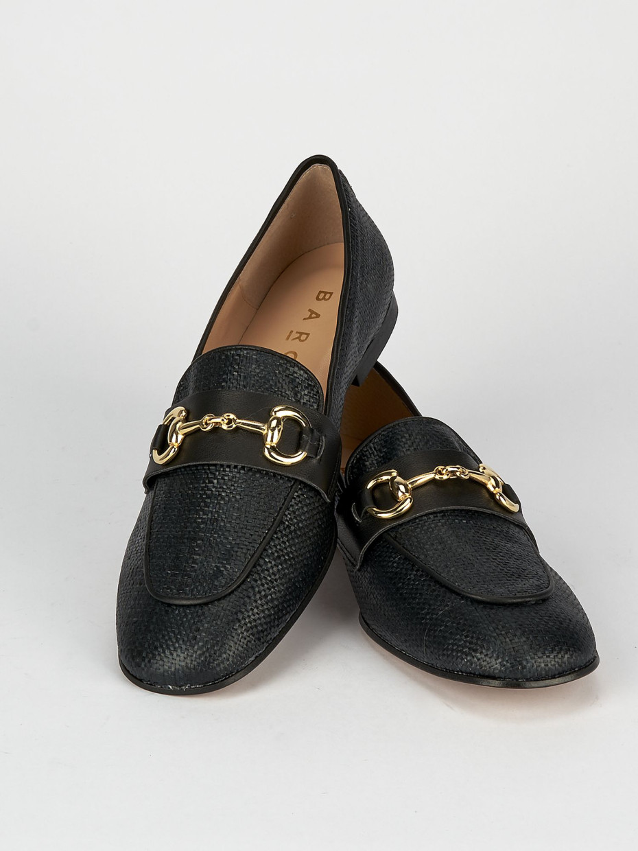 Loafers heel 1 cm black leather