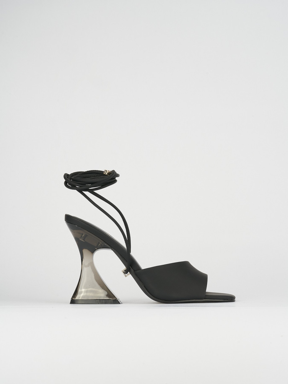 High heel sandals heel 8 cm black leather