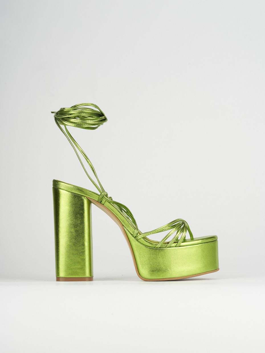 Sandalias de tacón alto tacón 11 cm verde cuero