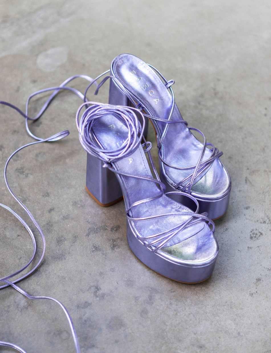 High heel sandals heel 11 cm pink leather