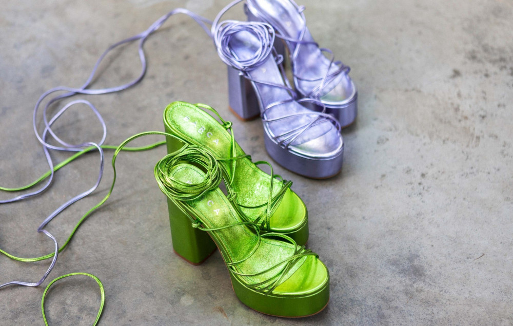 Sandalias de tacón alto tacón 11 cm verde cuero