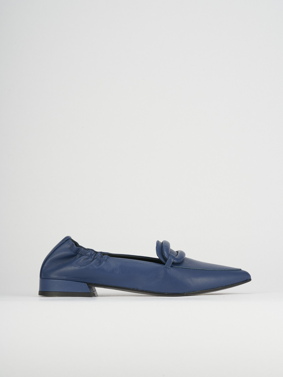 Mocasines tacón 1 cm azul cuero