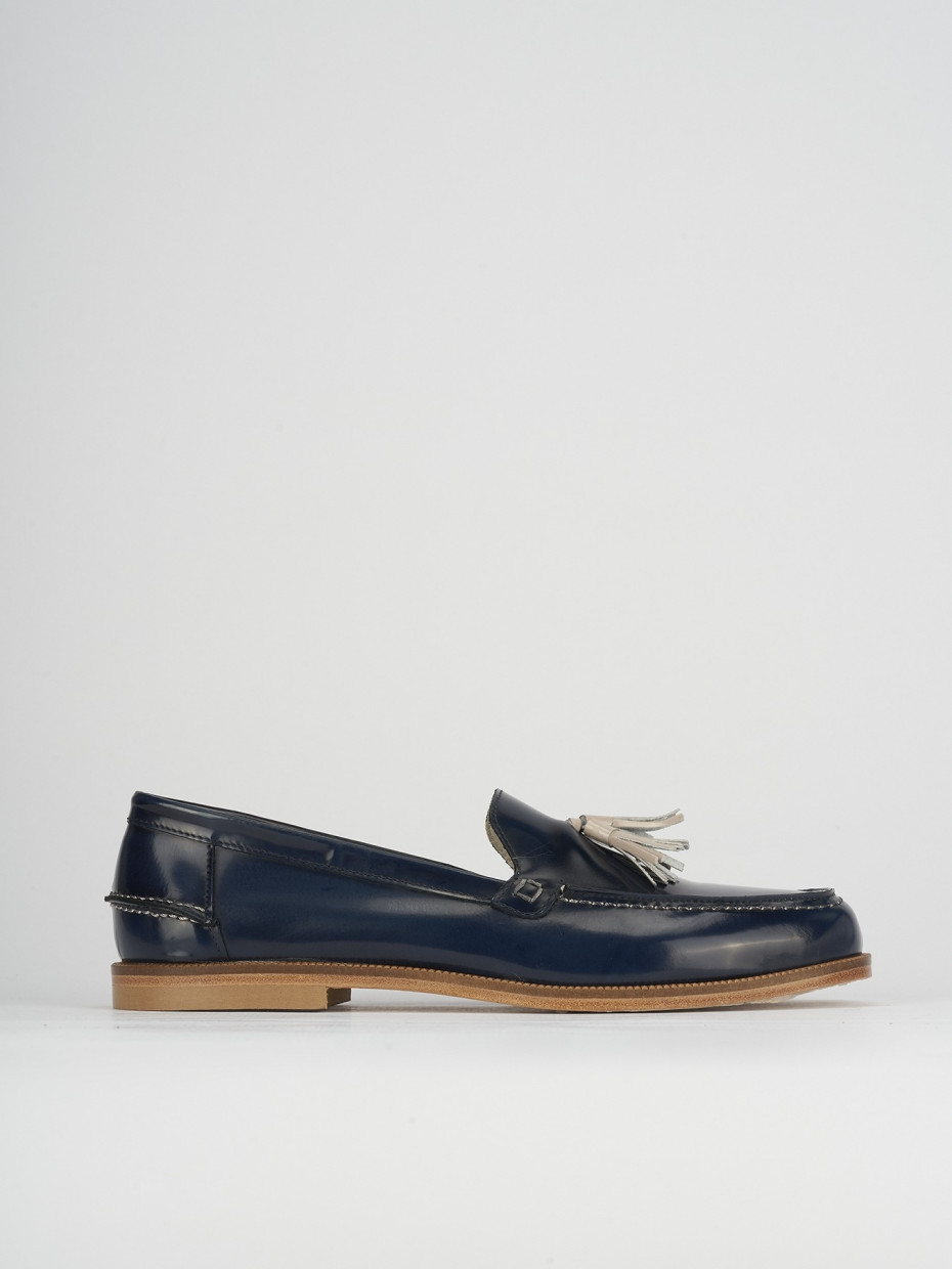 Mocasines tacón 2 cm azul cuero