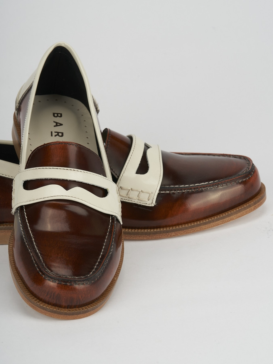 Mocasines tacón 1 cm marrón cuero