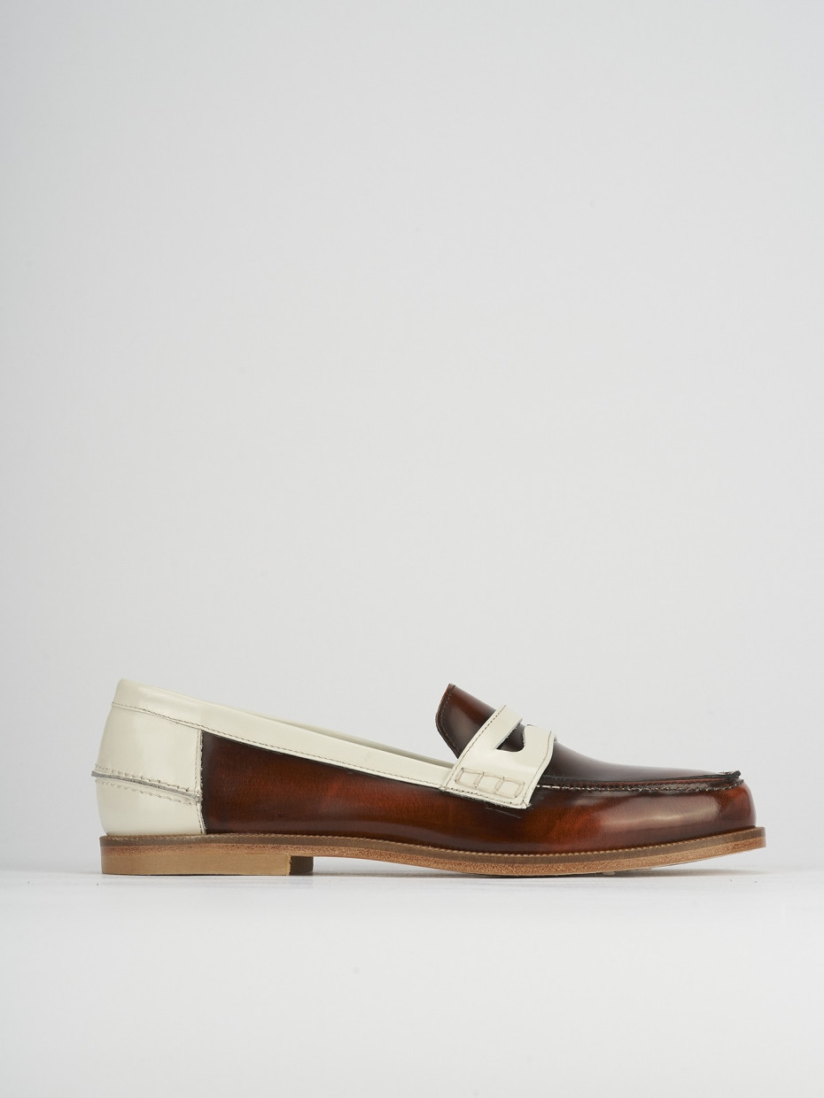 Mocasines tacón 1 cm marrón cuero