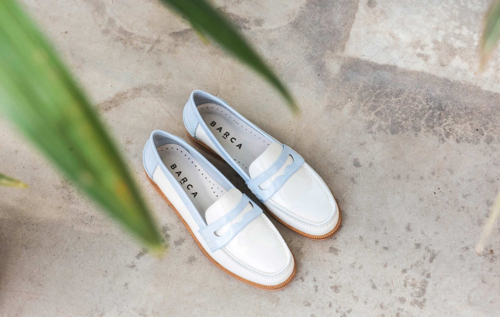 Mocasines tacón 1 cm beis cuero