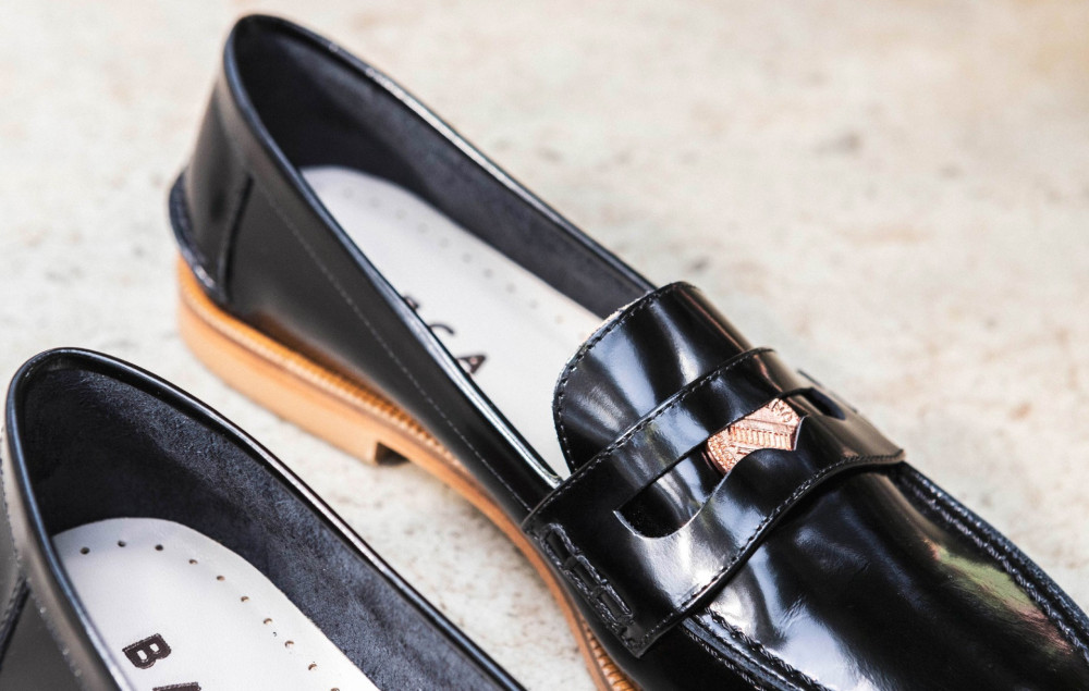Mocasines tacón 2 cm negro cuero