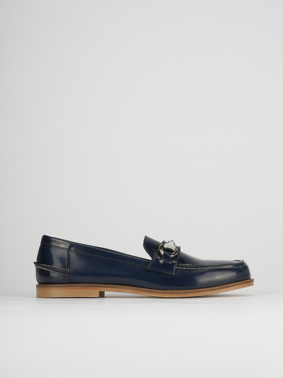 Mocasines tacón 2 cm azul cuero