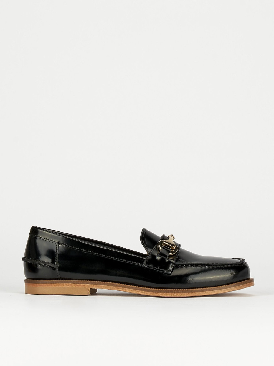 Mocasines tacón 2 cm negro cuero