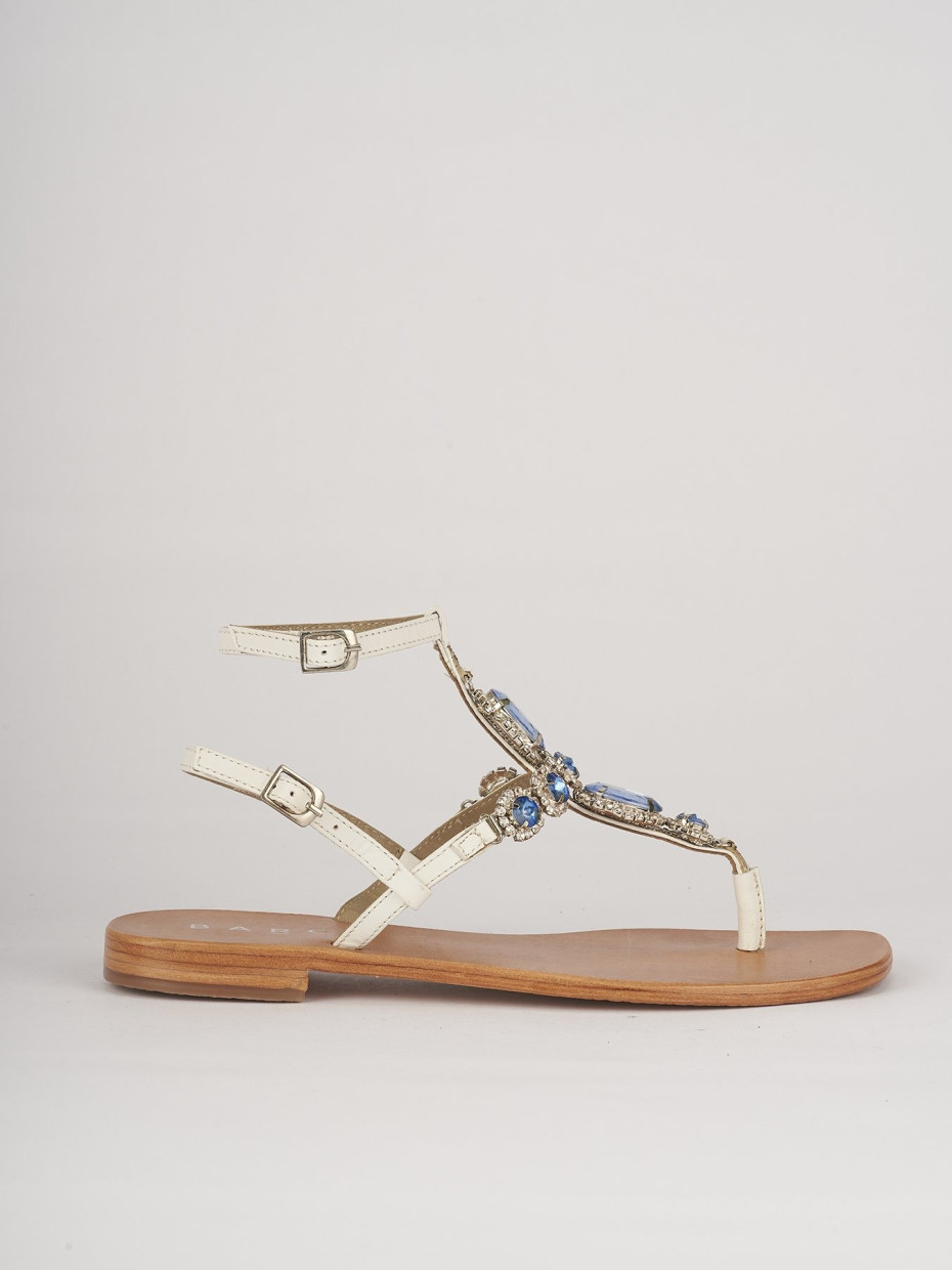 Sandalias de tacón bajo tacón 1 cm blanco cuero