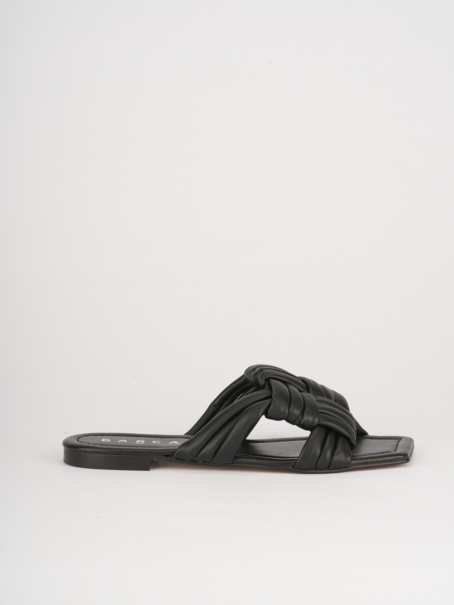 Mules tacón 1 cm negro cuero
