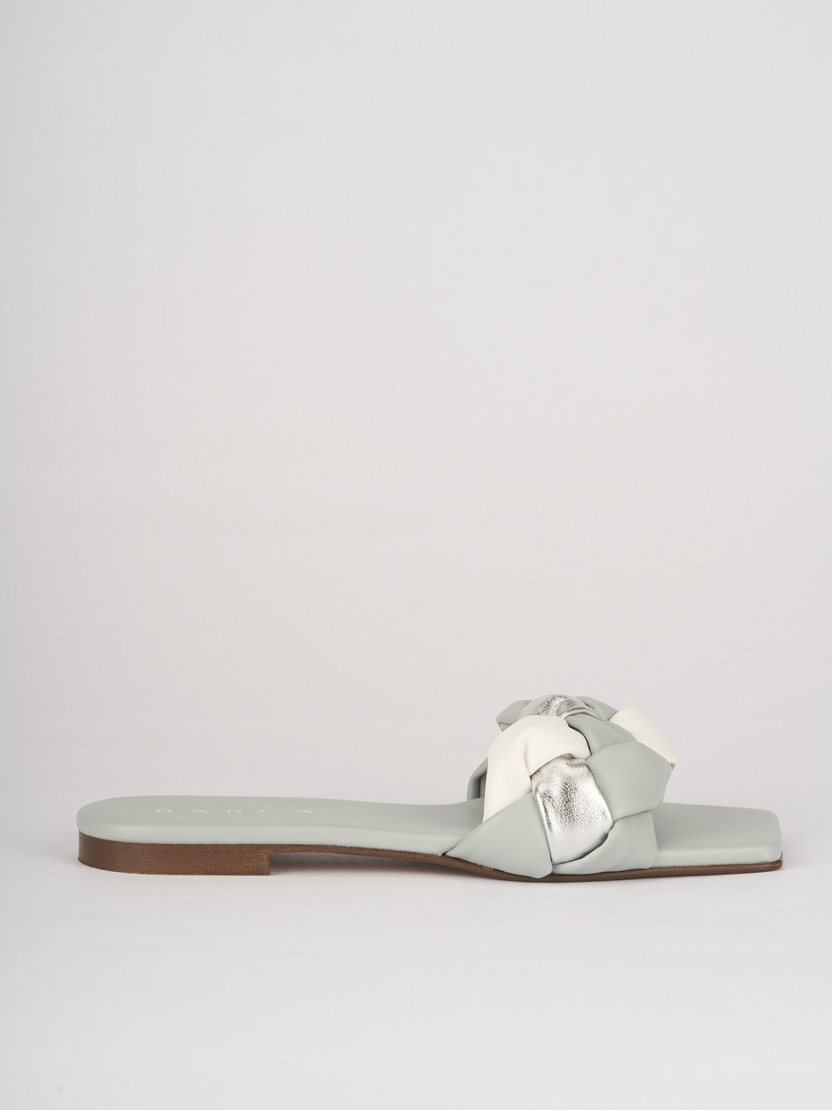 Mules tacón 1 cm turquesa cuero