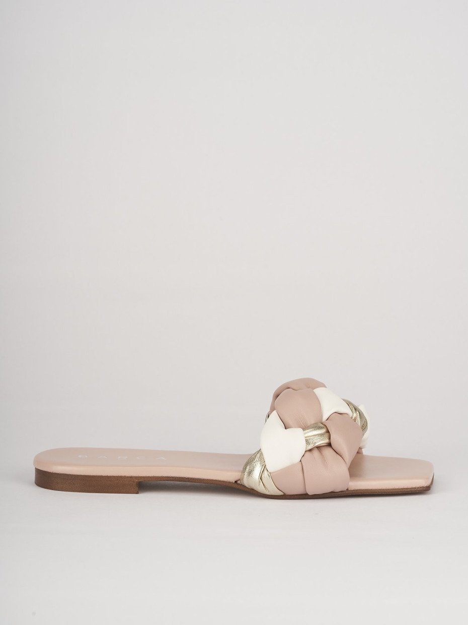 Mules tacón 1 cm rosa cuero