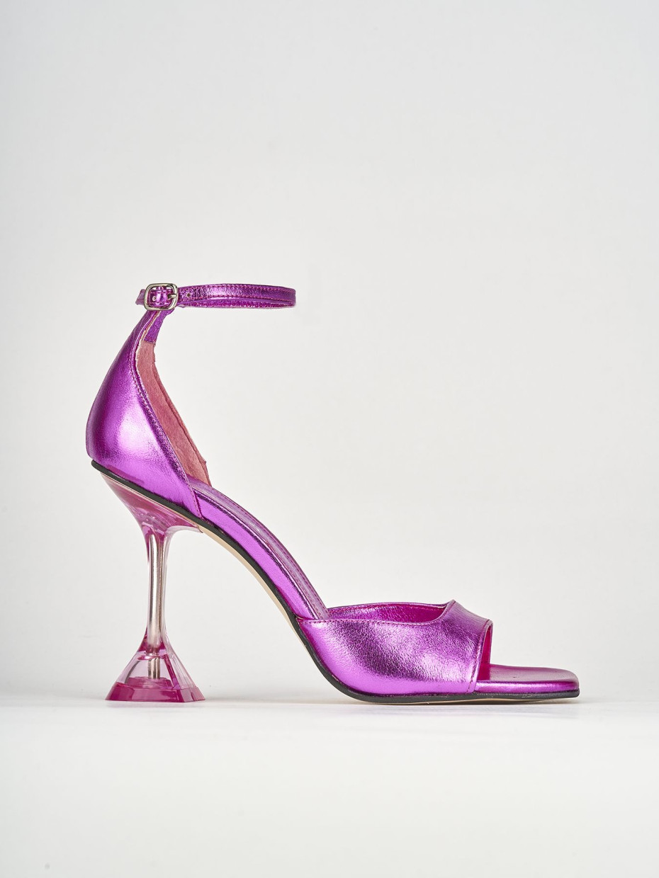 High heel sandals heel 8 cm pink leather
