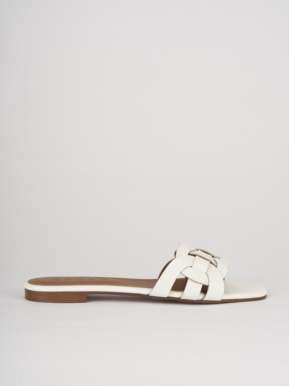 Mules tacón 1 cm blanco cuero