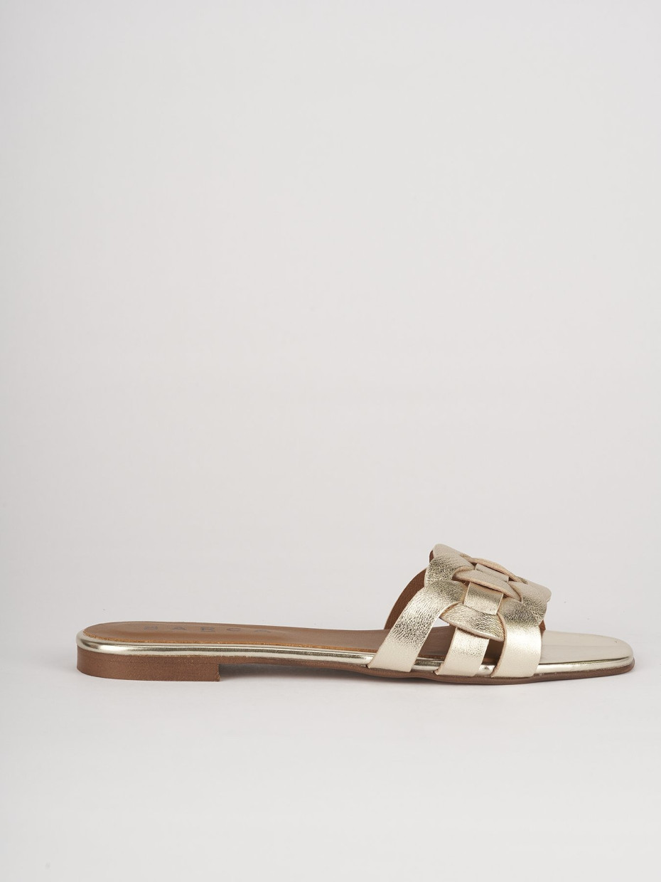 Mules tacón 1 cm oro cuero