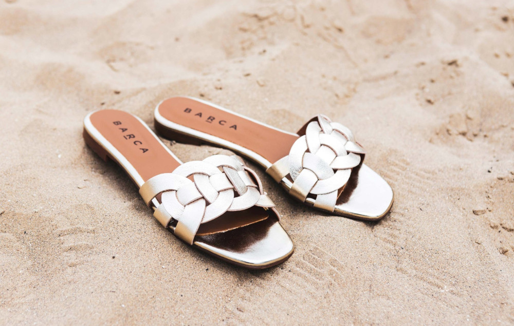 Mules tacón 1 cm oro cuero