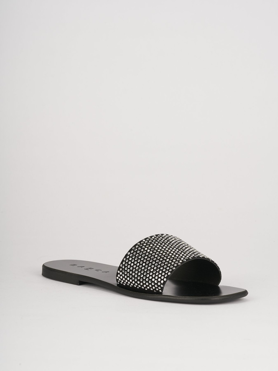 Mules tacón 1 cm negro cuero