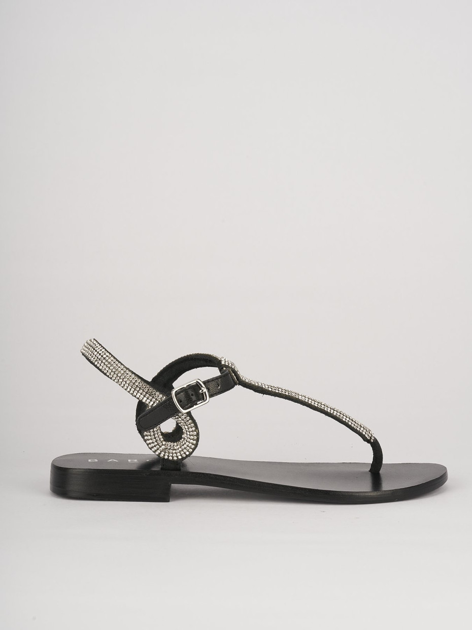 Low heel sandals heel 1 cm black leather