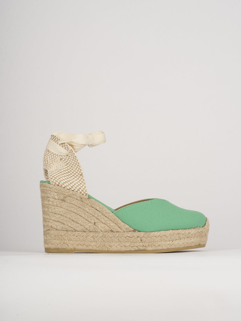 Espadrillas heel 8 cm green leather