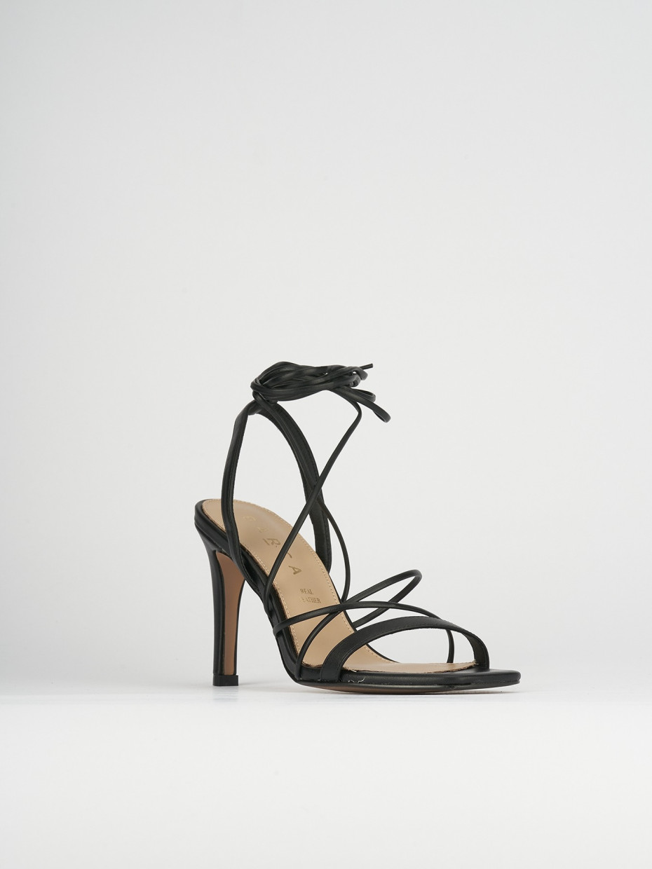 High heel sandals heel 8 cm black leather