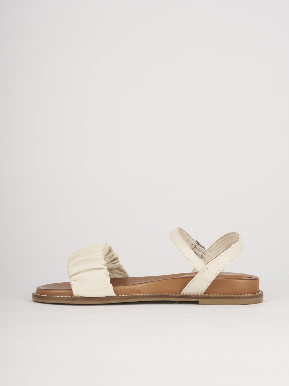Low heel sandals heel 1 cm white leather