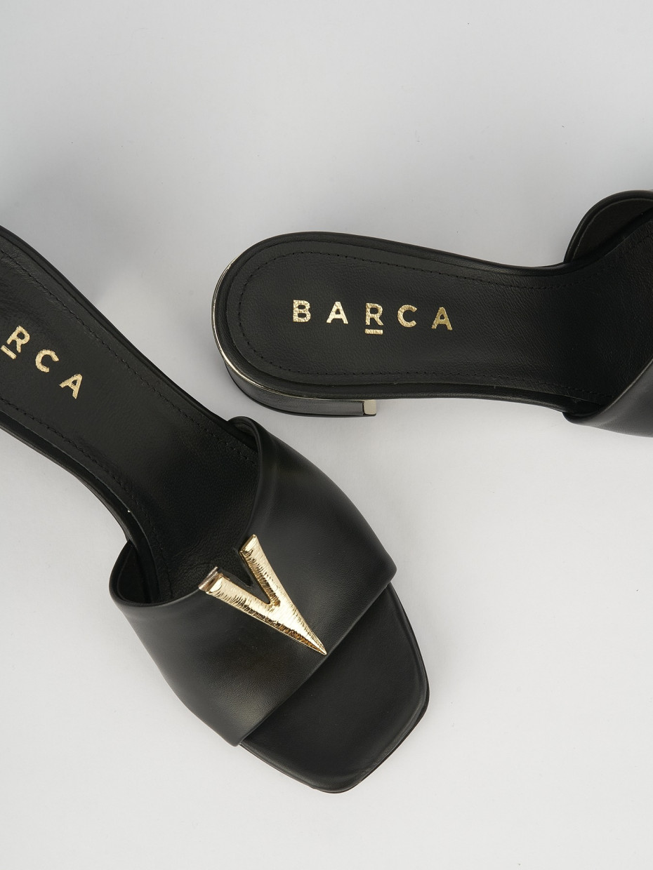 Mules tacón 5 cm negro cuero