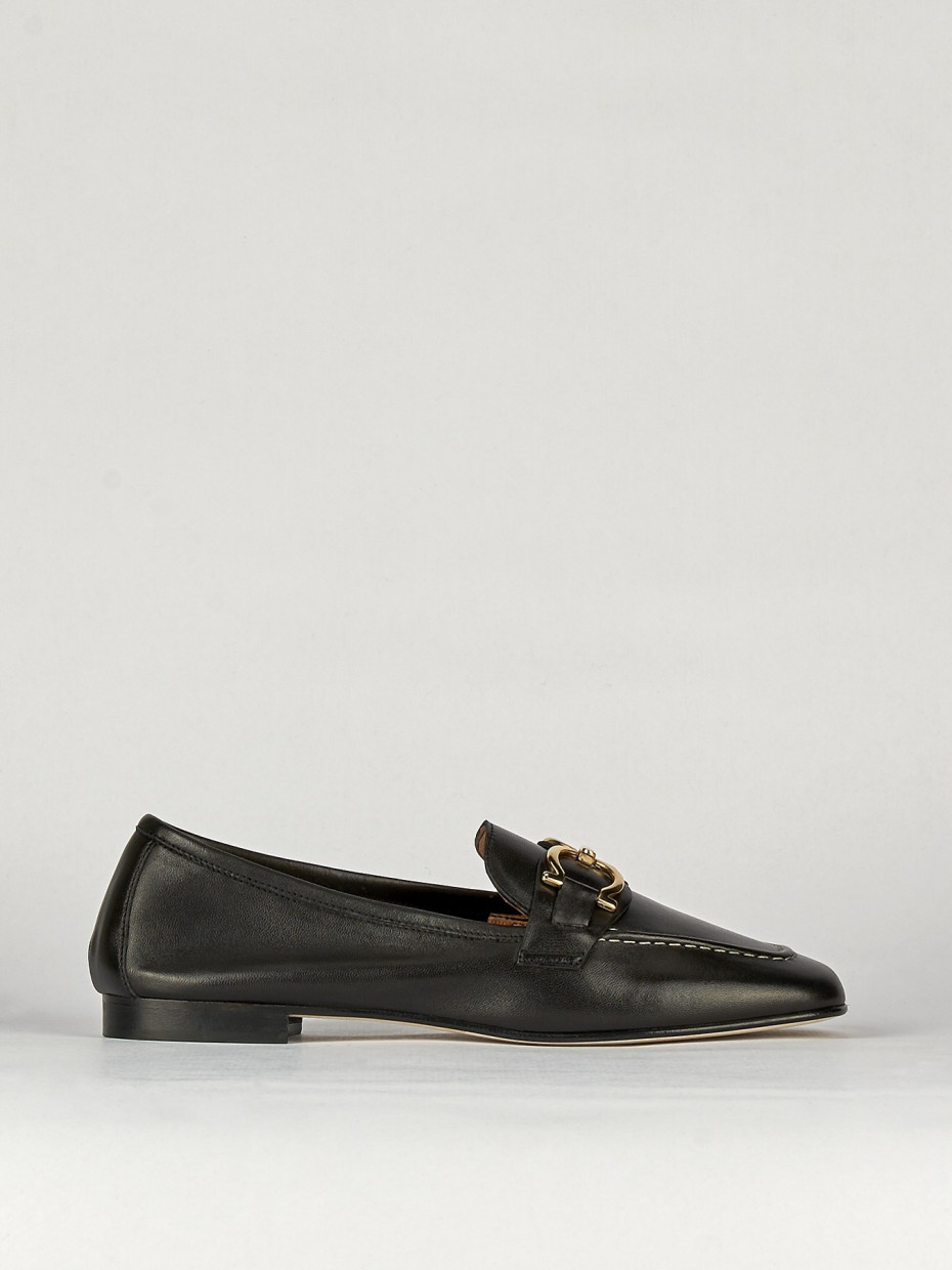 Mocasines tacón 1 cm negro cuero