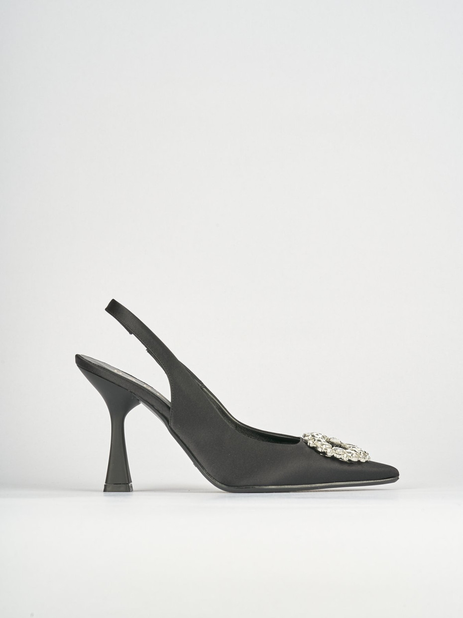 Pumps heel 9 cm black satin