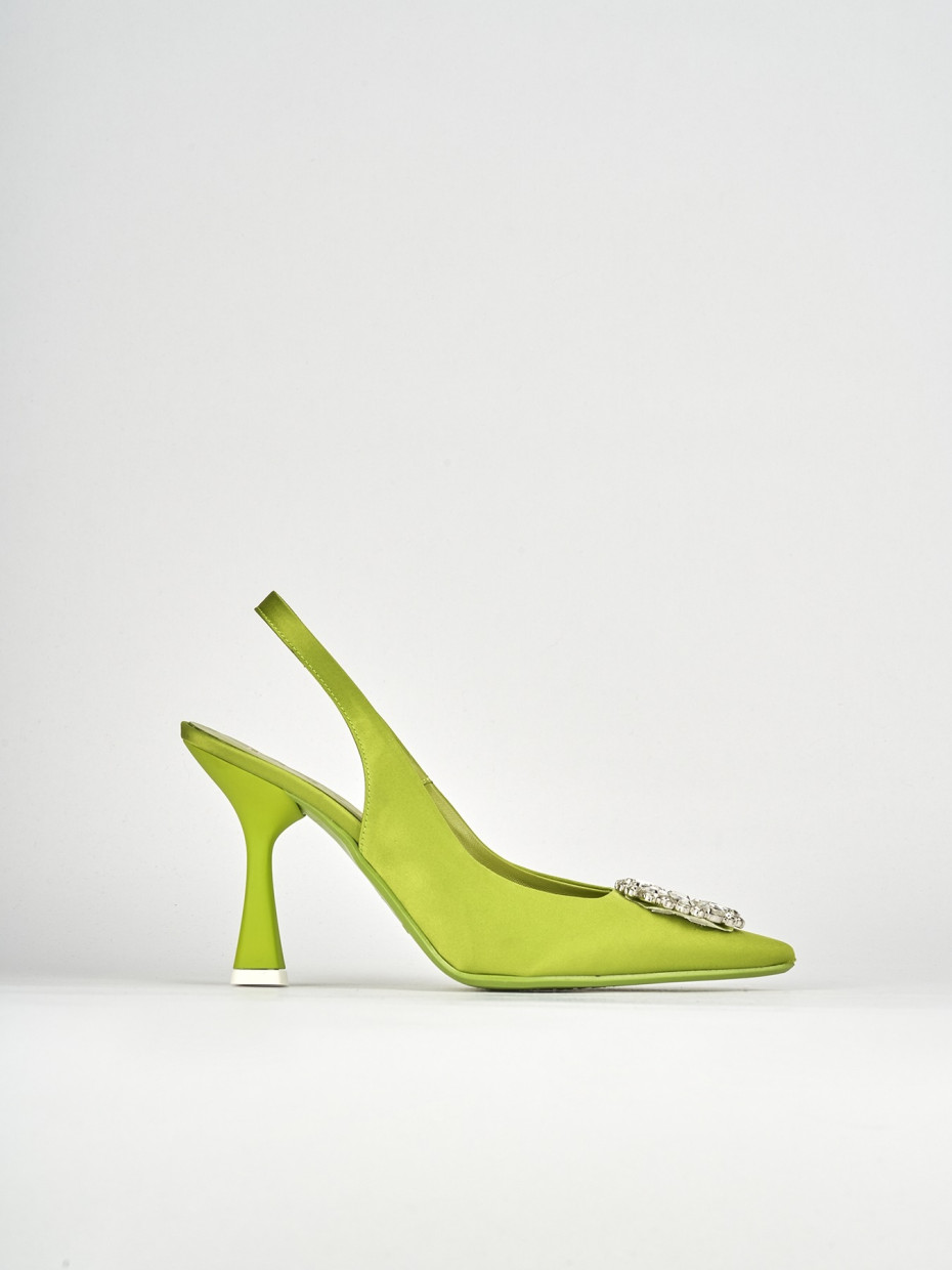 Pumps heel 9 cm green satin