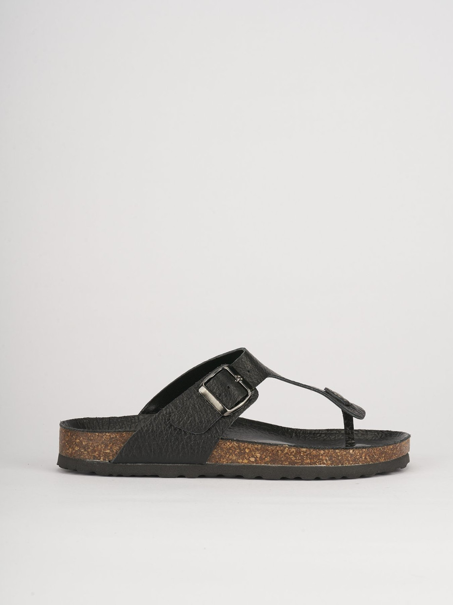 Mules tacón 1 cm negro cuero