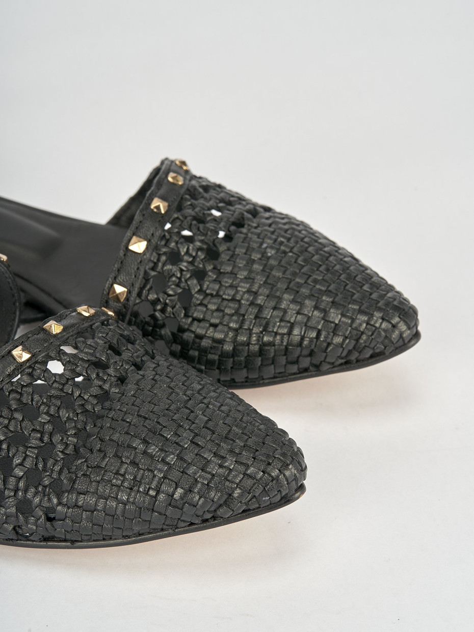 Bailarinas tacón 1 cm negro cuero