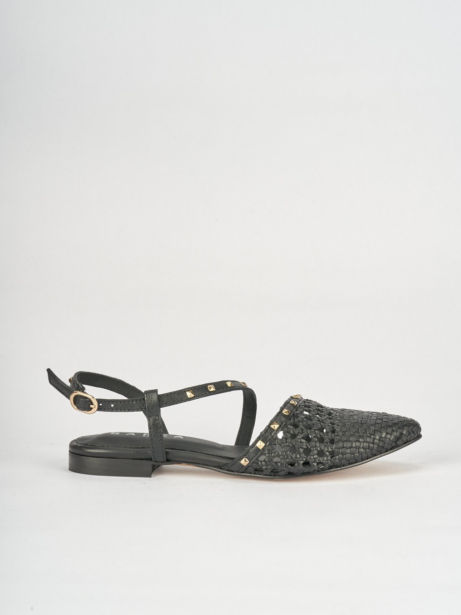 Bailarinas tacón 1 cm negro cuero