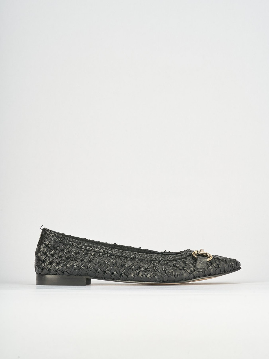 Bailarinas tacón 1 cm negro cuero