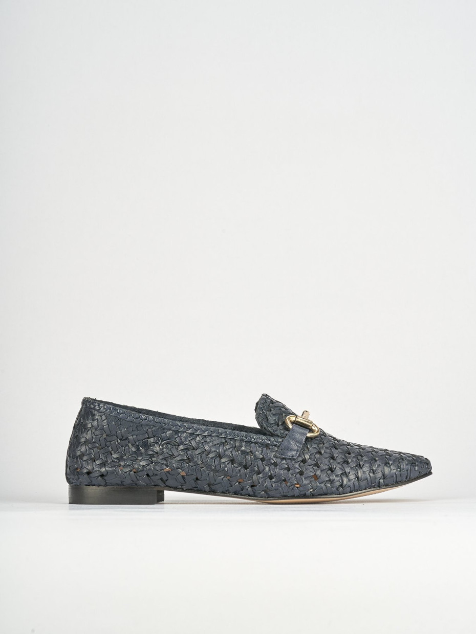 Loafers heel 1 cm blu leather