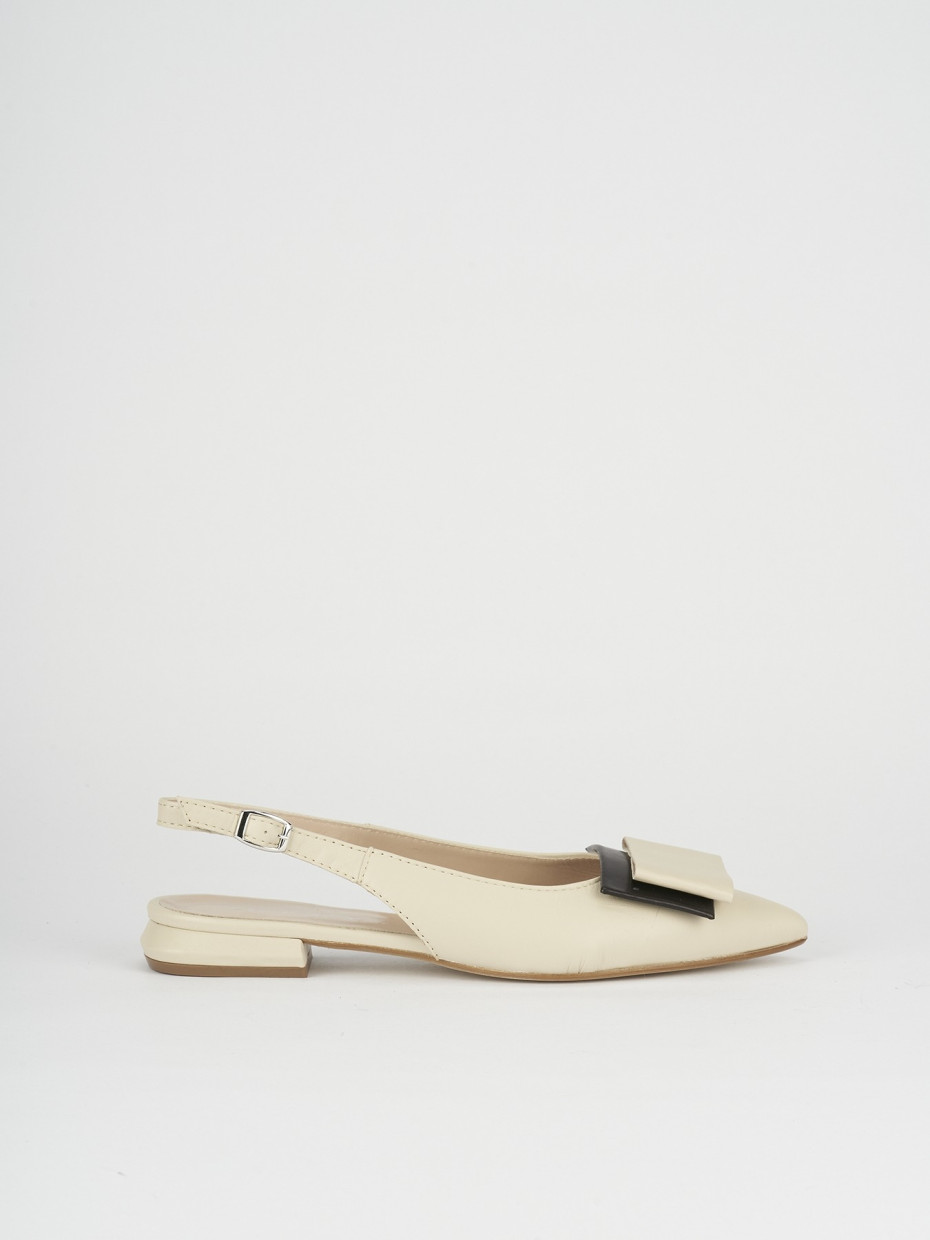 Bailarinas tacón 1 cm beis cuero