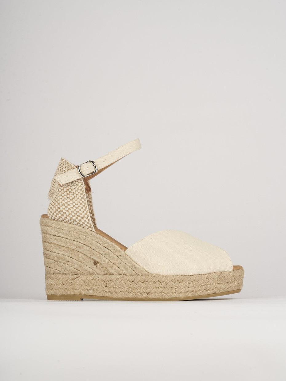 Alpargatas tacón 8 cm beis tejido