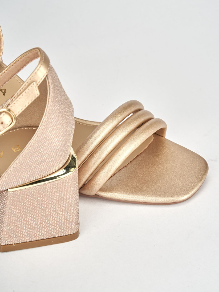 High heel sandals heel 5 cm pink leather