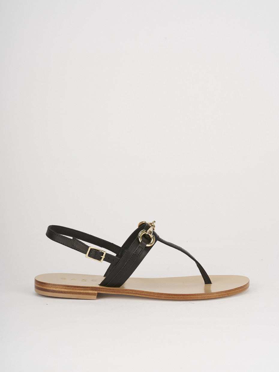 Low heel sandals heel 1 cm black leather