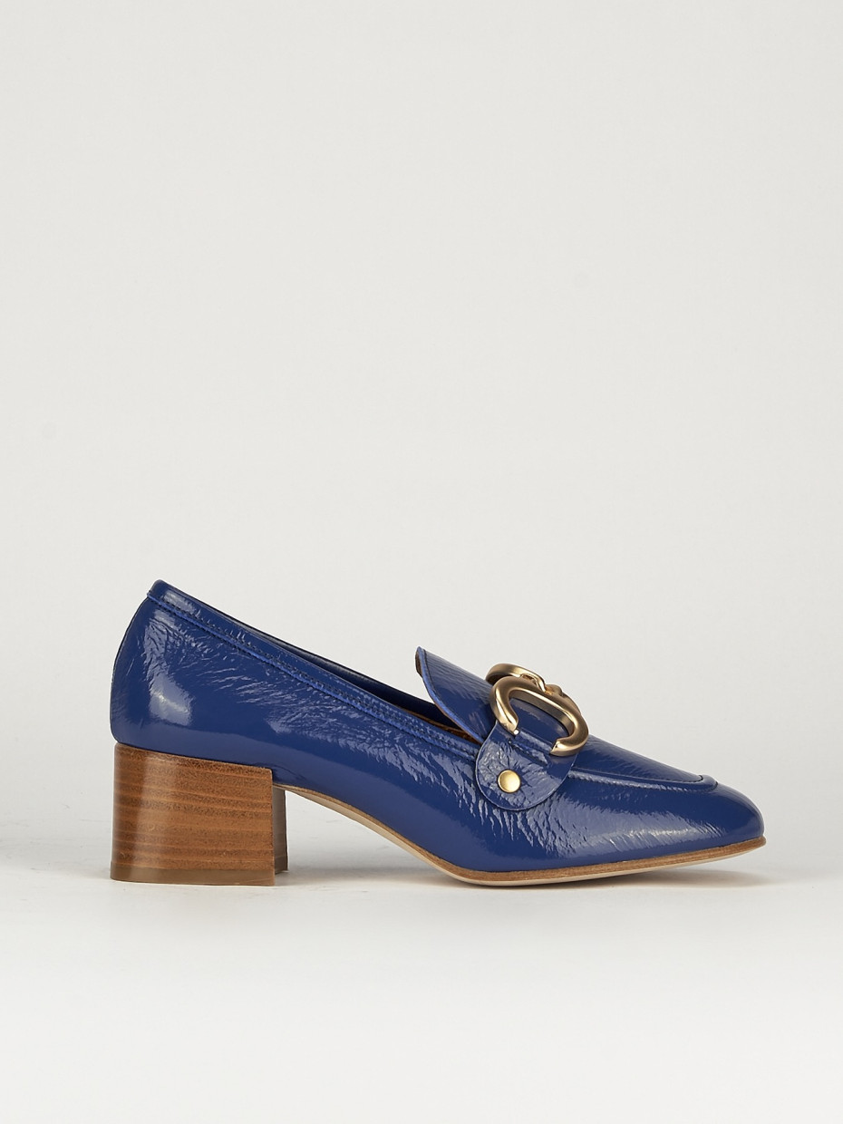 Mocasines tacón 6 cm azul charol
