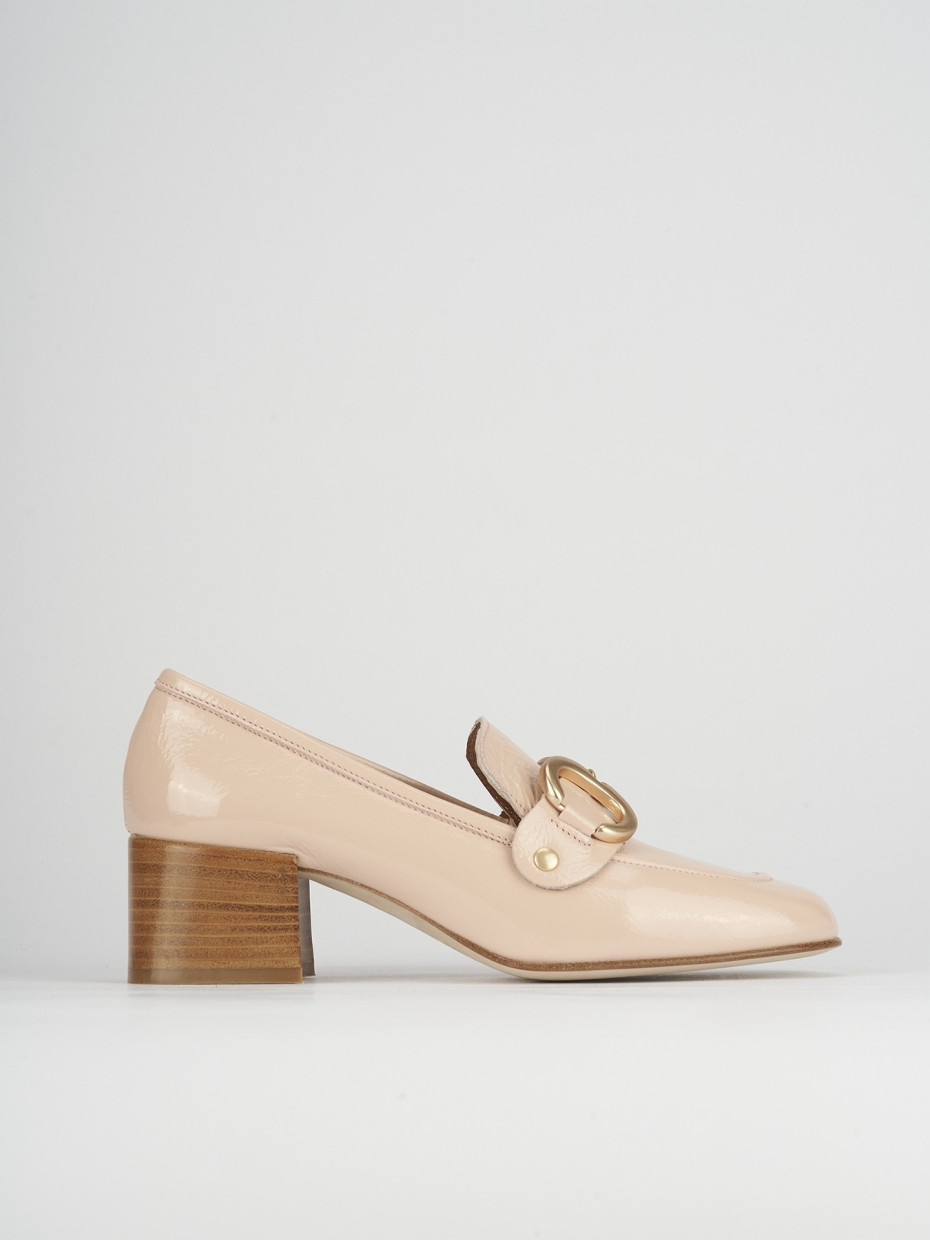 Mocasines tacón 6 cm rosa cuero