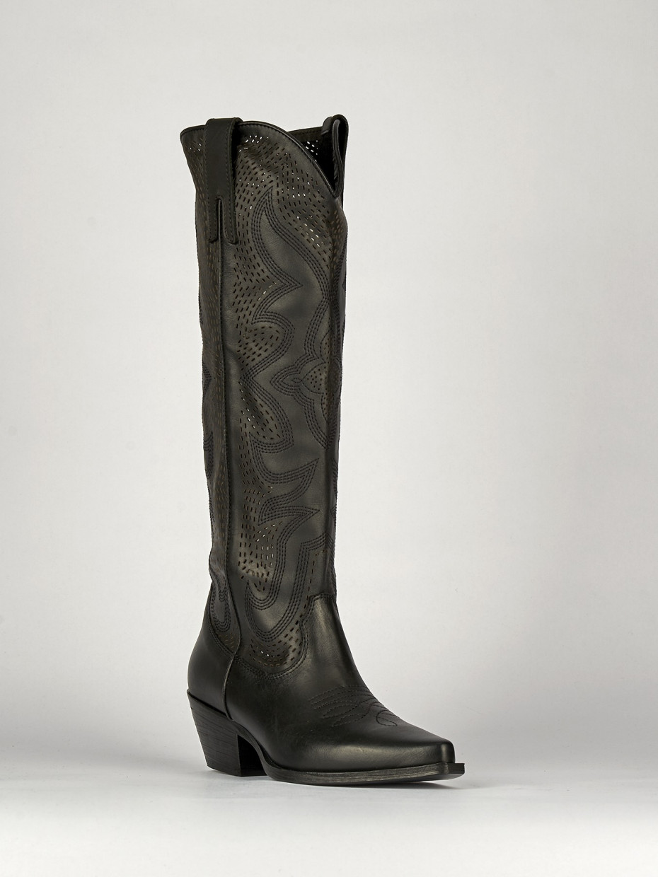 Stivale tacco 7 cm nero pelle