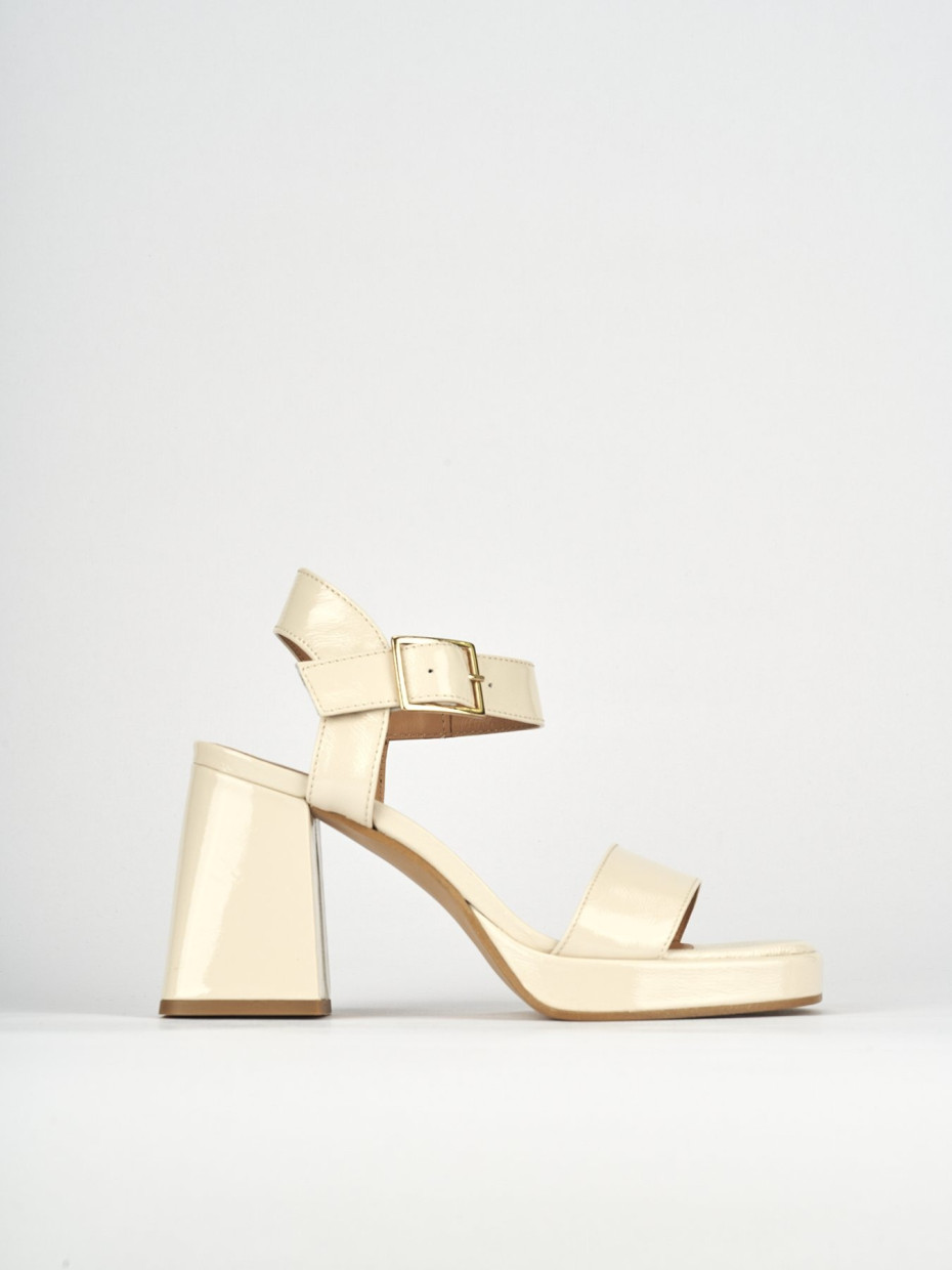 High heel sandals heel 8 cm beige leather