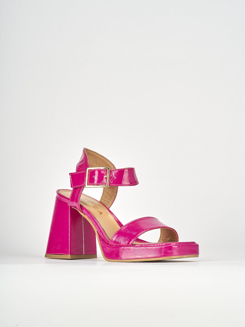 High heel sandals heel 8 cm pink leather