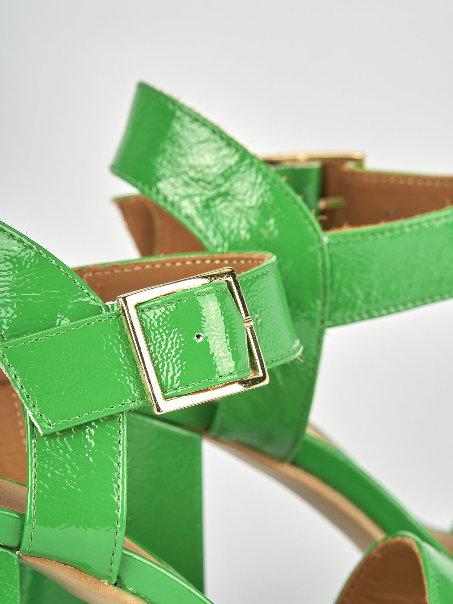 High heel sandals heel 8 cm green leather