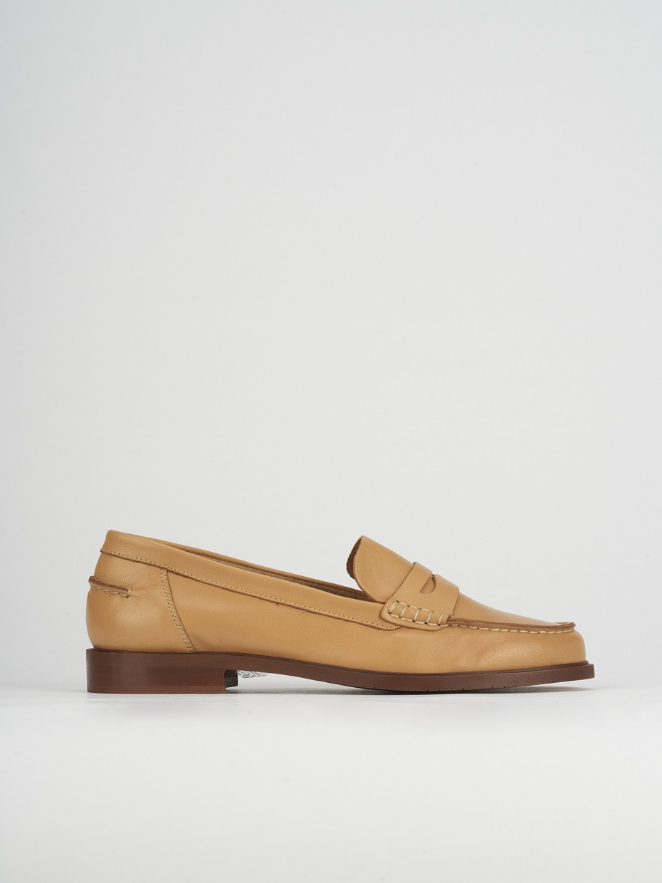 Mocasines tacón 1 cm marrón cuero