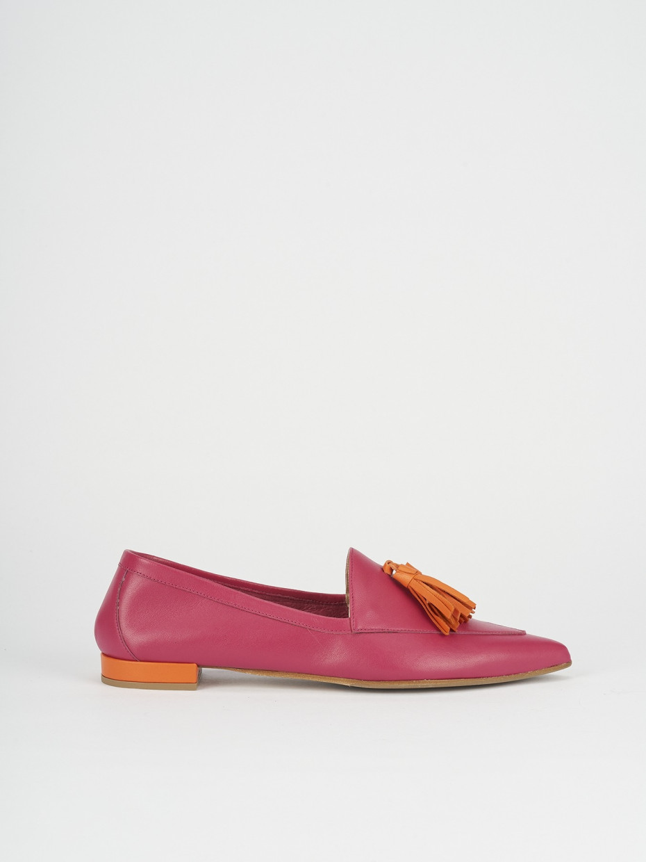 Mocasines tacón 1 cm rosa cuero