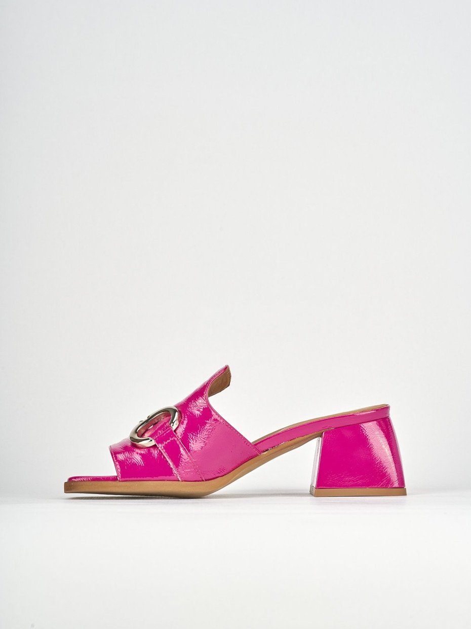 Ciabatte tacco 5cm pelle rosa